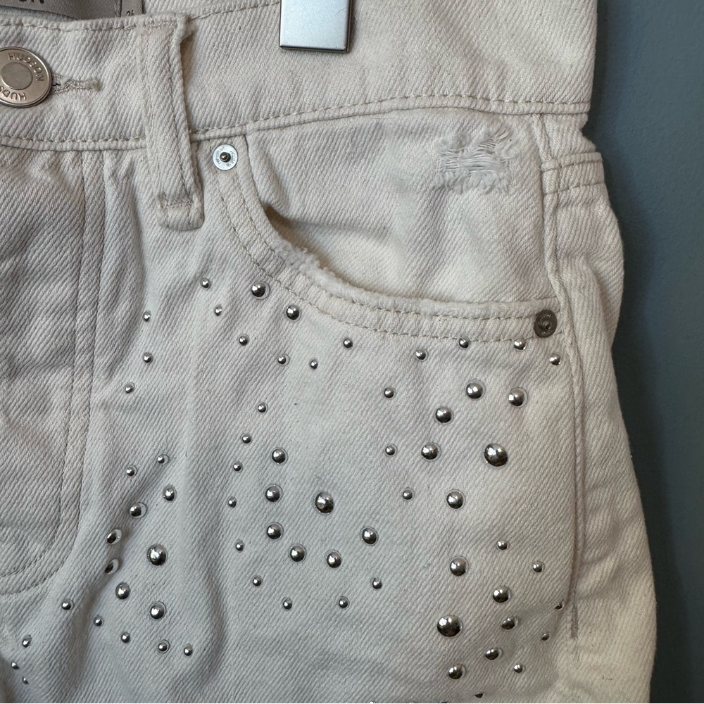 Hudson Lori Star Studded Off White 100% Cotton Denim Shorts. Women’s 26 - Picture 5 of 15